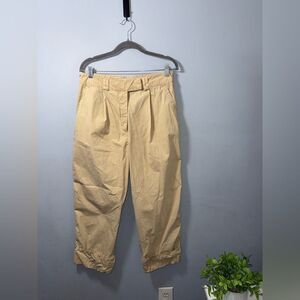 By Anthropologie Women’s Khaki Balloon High Cuff High Waisted crop pants 12 EUC